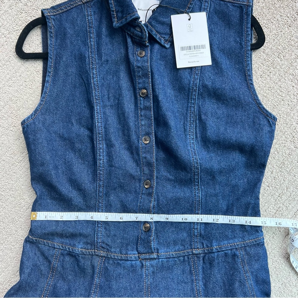 Reformation Arella Denim Mini Dress - Size 4 - NWT - Picture 9 of 9